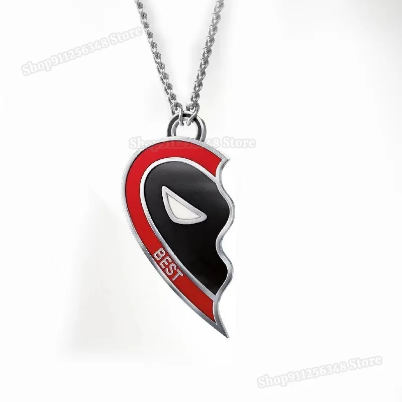 2024 New Movie Deadpool & Wolverine Necklace Marvels Superhero Figure Pendants Love Heart Combination for Best Friends Jewelry