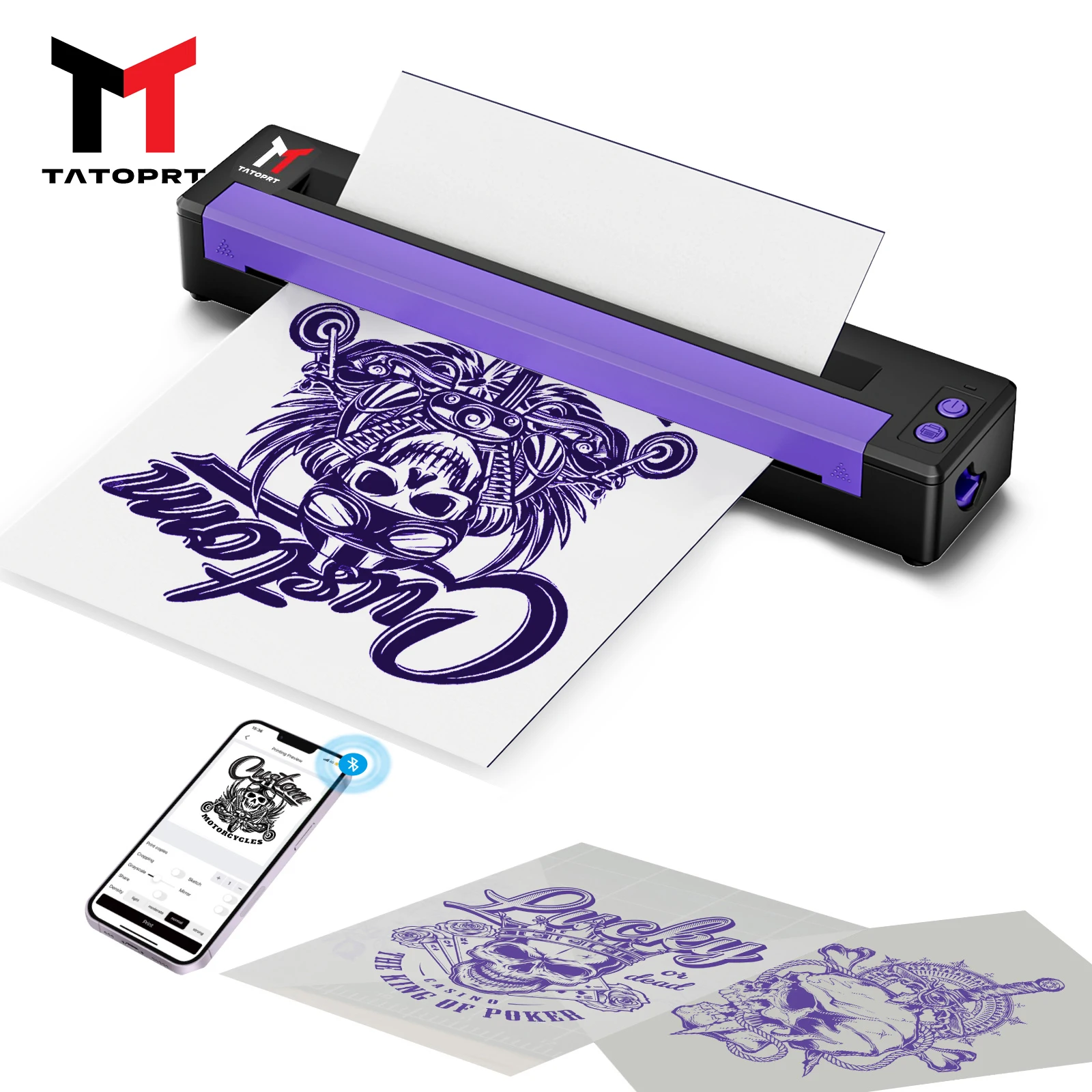 

MHT-P19 Thermal Tattoo Stencil Printer Bluetooth Mini Portable Tattoo Printer Transfer Machines for iPhone Smartphone Tablet PC