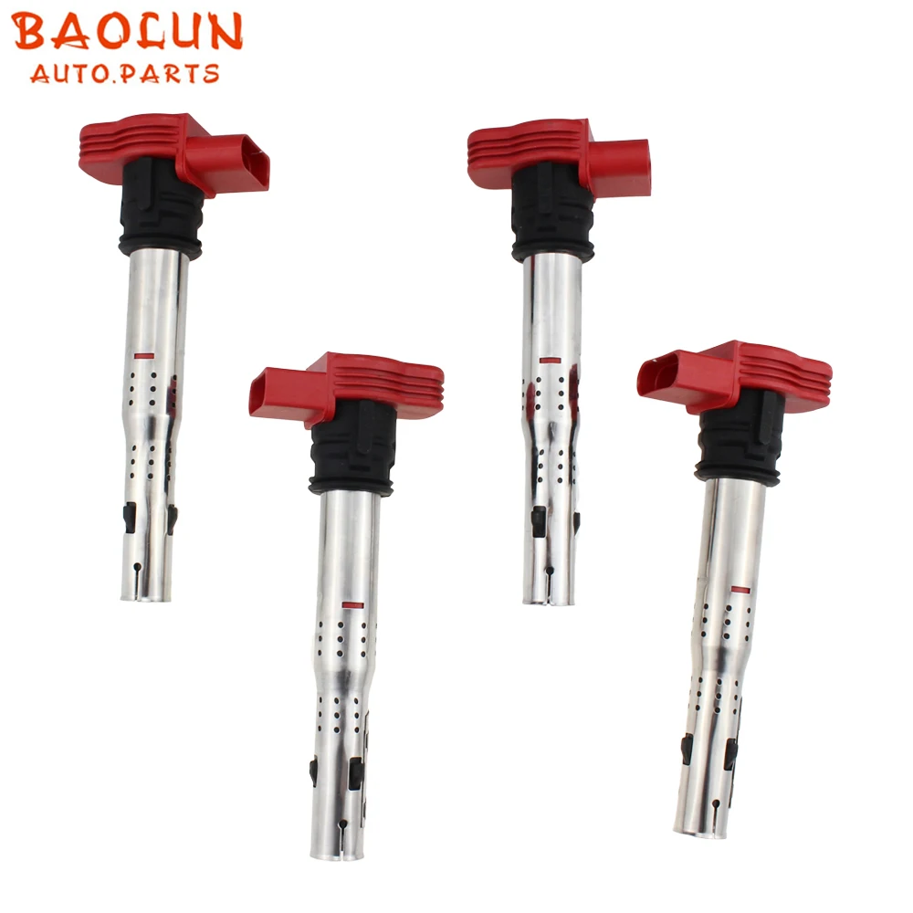 

BAOLUN 4pcs/set Ignition Coil For VW Touareg A4 S4 A5 A6 S6 Alroad A7 A8 Q5 Q7 R8 2.8 3.0 3.2 V6 4.2 V8 5.2 06E905115 06E905115E