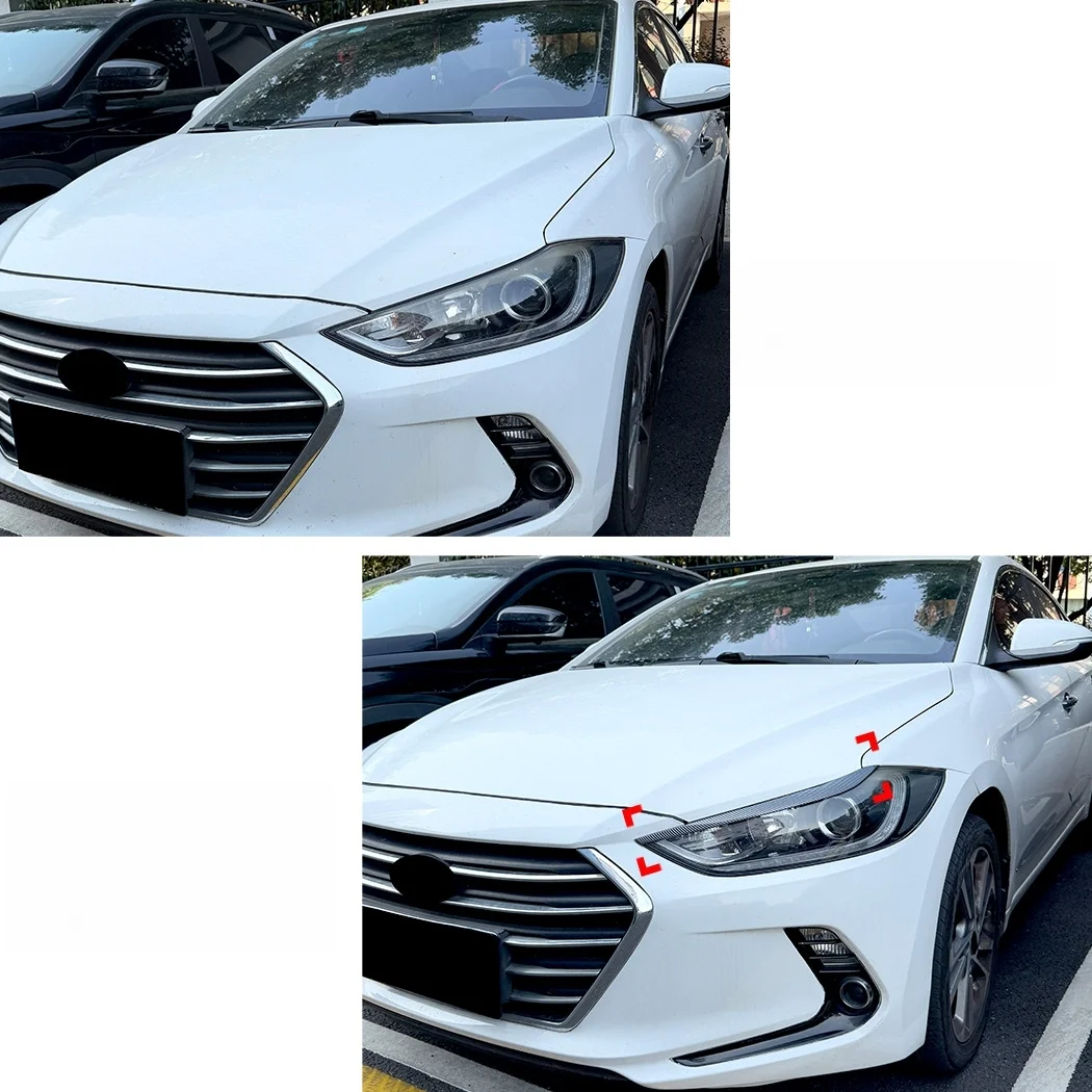 Headlight Eyebrow Eyelid Cover Sticker Trim For Hyundai For Elantra 2016 -18 Car Exterior Styling Accessories Piano Black ABS