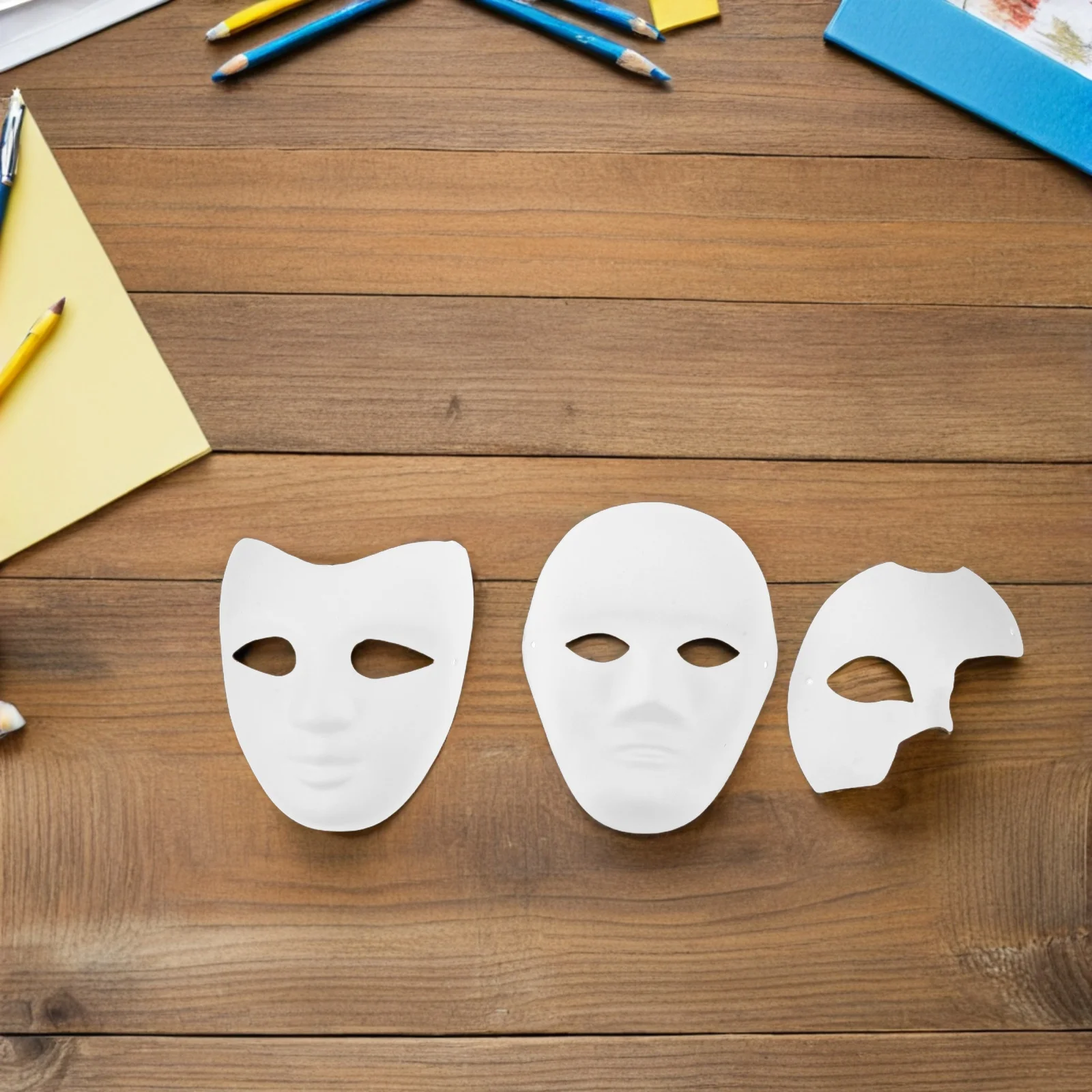 

6pcs Hand Paintable Masks Blank White Diy Paper Mask For Kids Halloween Carnival Masquerade Party Decorations Craft Activities