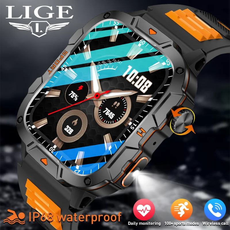 

Умные часы LIGE Luxury для мужчин с HD-экраном 1,96 дюйма, водонепроницаемые, спортивный фитнес-трекер, голосовые вызовы с ИИ, совместимость с Bluetooth