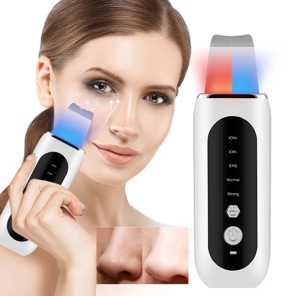 Ultrasonic Skin Scrubber Peeling Blackhead Remover Deep Face Cleaning Ultrasonic Ion Ance Pore Cleaner Facial Shovel Cleanser