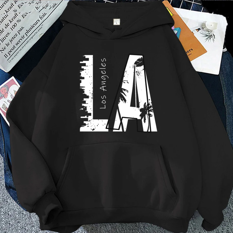 

LA Pattern Hoodies Los Angeles Letter Hoodies Street Clothing Harajuku Tops Fashion Casual Men Women Hoodies Winter Couple's Top