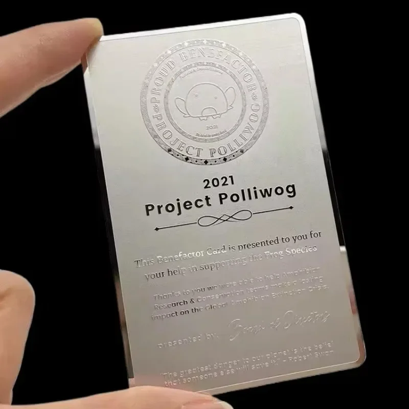 Shenzhen Factory Free Sample Credit Card Size Business Silkscreen Printing Metal Mirror Gift Card