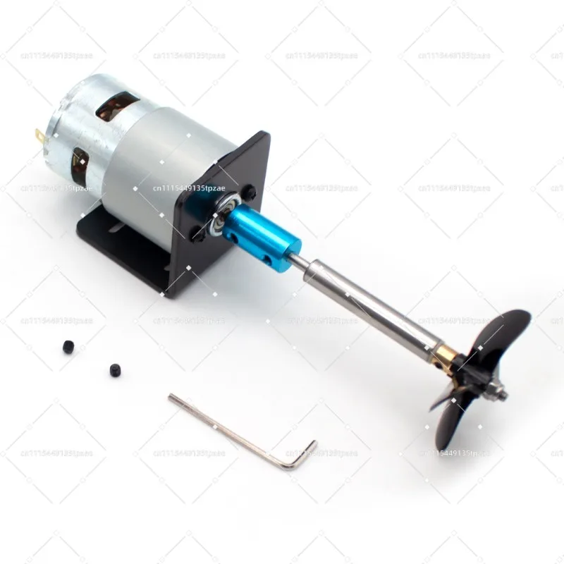 DIY Water Vessel 775 Motor Waterproof Shaft Assembly Stainless Steel Shaft Housing Four Blades Propeller Watercraft Hardware