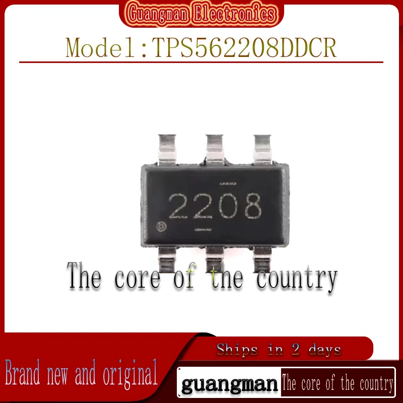 

100 Tps562208Ddcr Brand New Genuine Silk Screen 2208 Package Sot23-6 Synchronous Step-Down Converter Chip