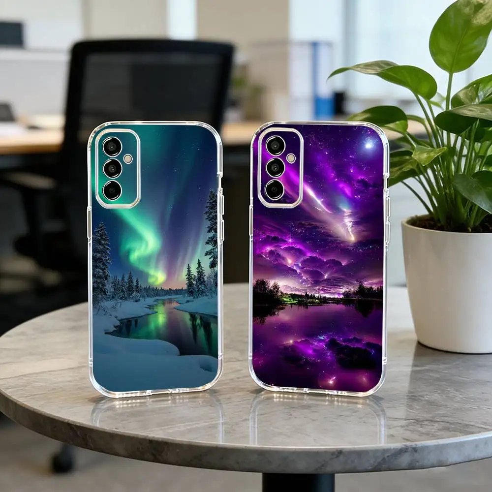 

Northern Lights Phone Case Transparent Silicone Soft For SamsungA10,12,20,21S,30,31,40,50,51,52,70,71