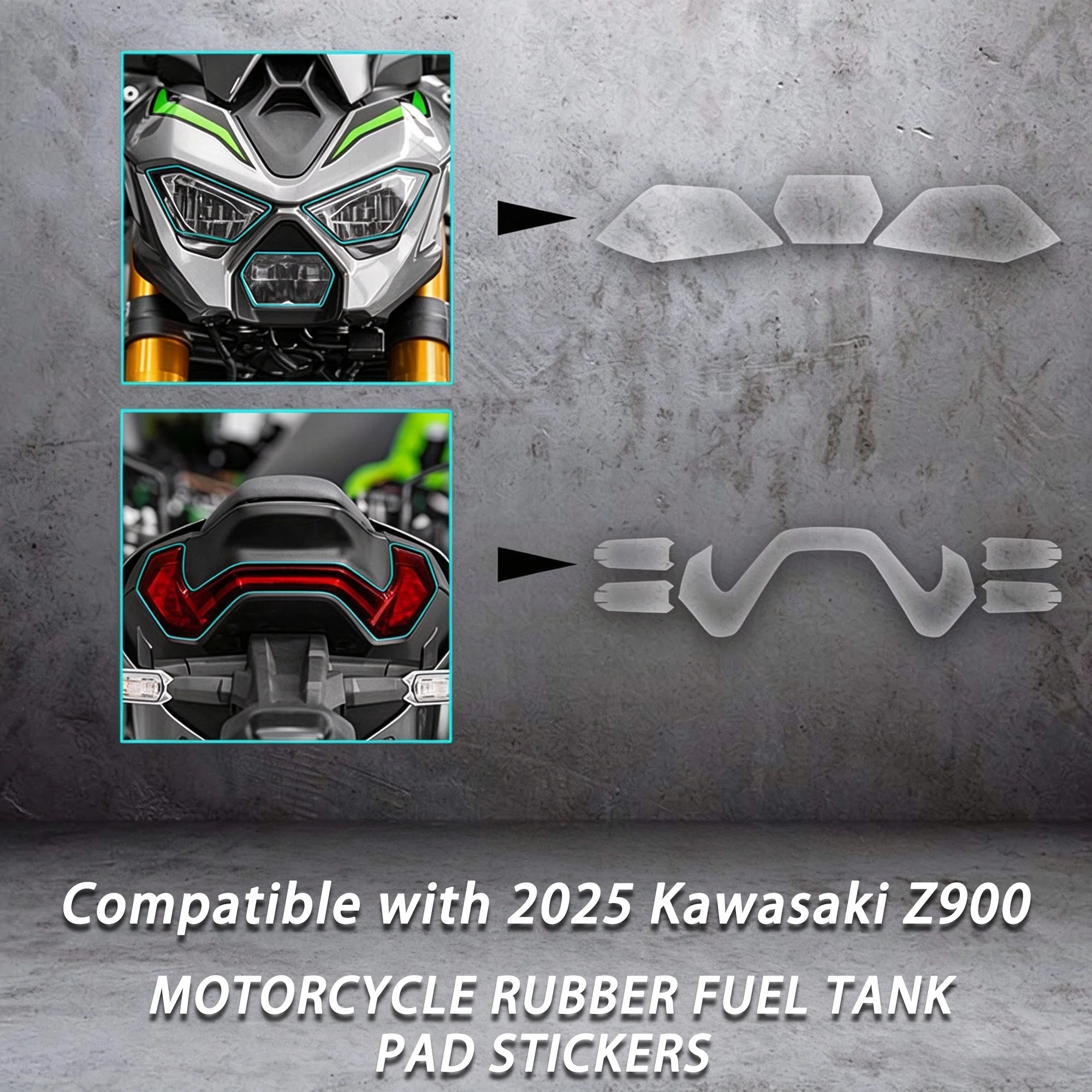 Compatible with 2025 2026 Kawasaki Z900 Motorcycle Golden Eye Headlight Tint Film Sticker Dashboard Screen Film Accessories