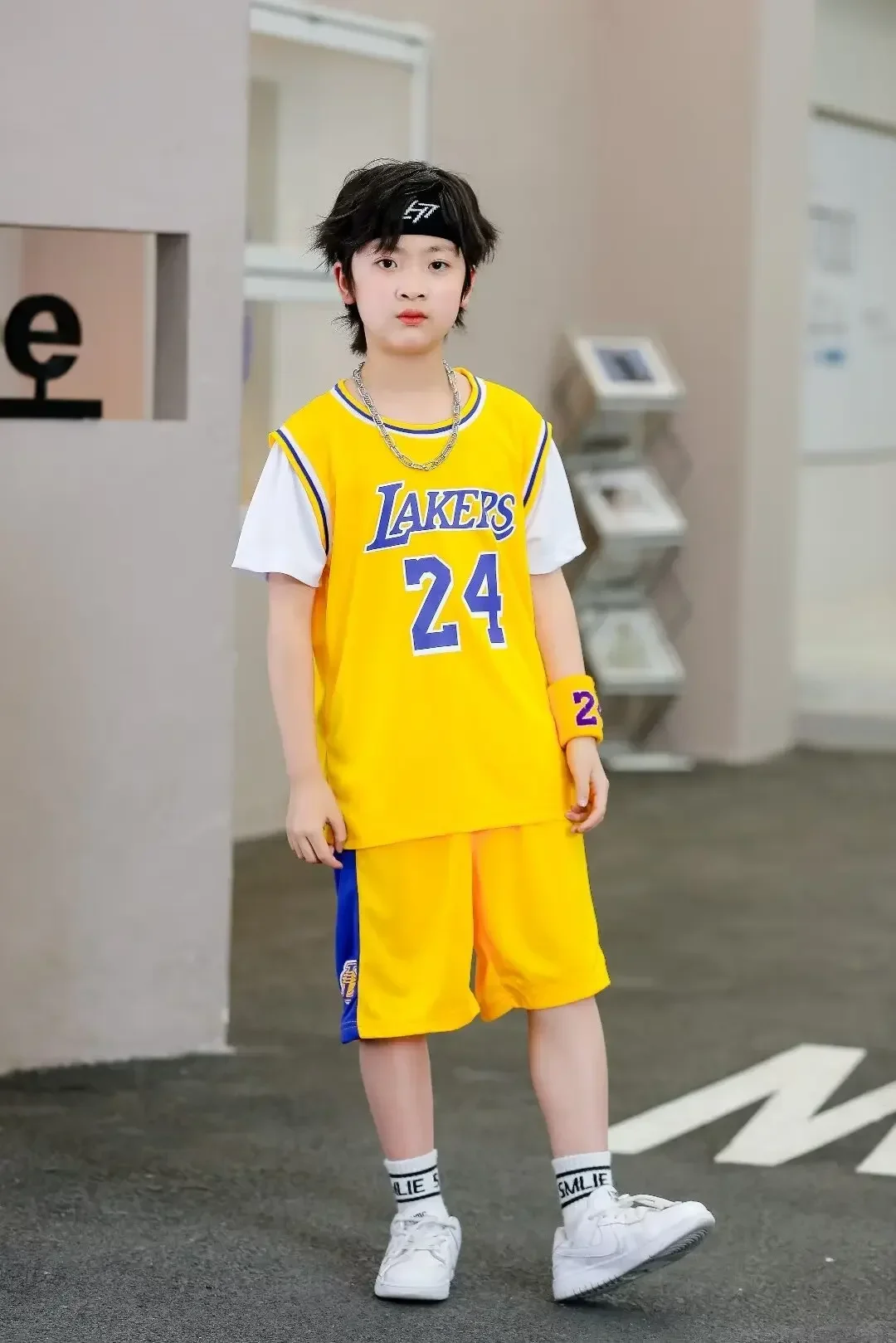 NEW 24 25 Children\'s clothing suit boy girl Basketball Jerseys Lake   Fake two-piece uniform kit training Shirts and shorts