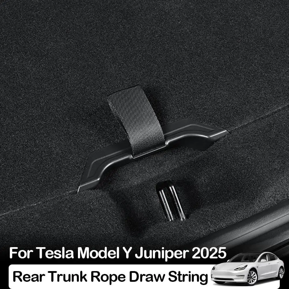 Rear Trunk Rope Draw String For Tesla Model Y Juniper 2025 Open Tail Box Cover Handle Pull Straps Car Modification Accessories