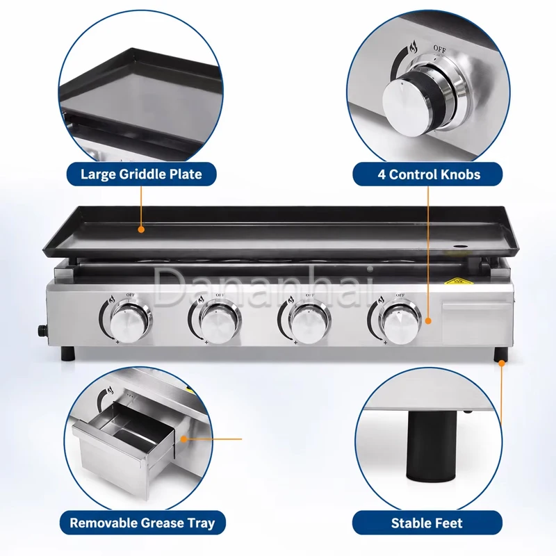 Commercial Stainless Steel Gas Iron Plate Oven Efficient for Frying Vegetables Steak Pork Chops - Kitchen Cooking Appliance
