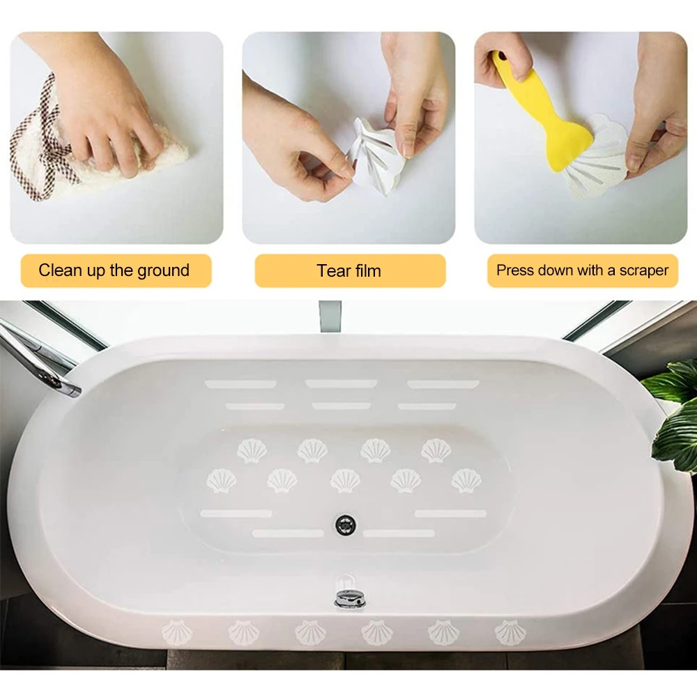 12/20pcs Bathroom Bathtub Shell Shaped Non Slip Stickers Self-Adhesive Shower Stickers Safety Tape Non-slip Stickers Bathroom Su