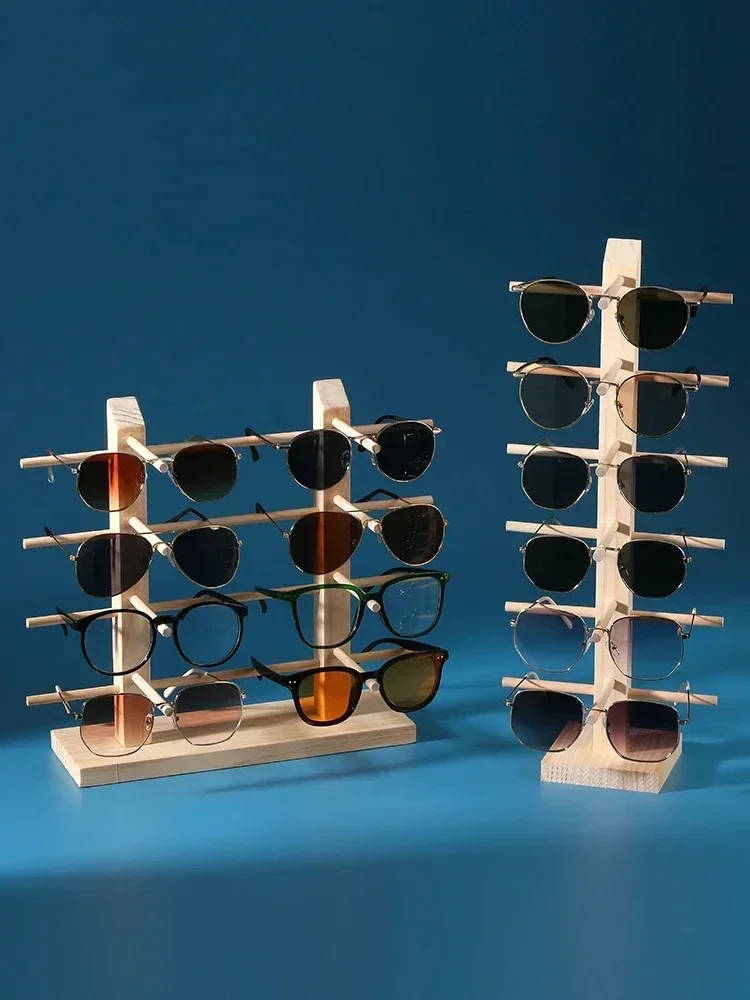 Multi Layers Wood Sunglass Display Racks Shelf Eyeglasses Show Stand Jewelry Holder for Multi Pairs Glasses Showcase Women