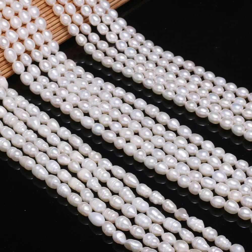 Natural Freshwater Pearl Beads High Quality Rice Shape Punch Loose Beads for DIY Elegant Necklace Bracelet Jewelry Making 5-6MM