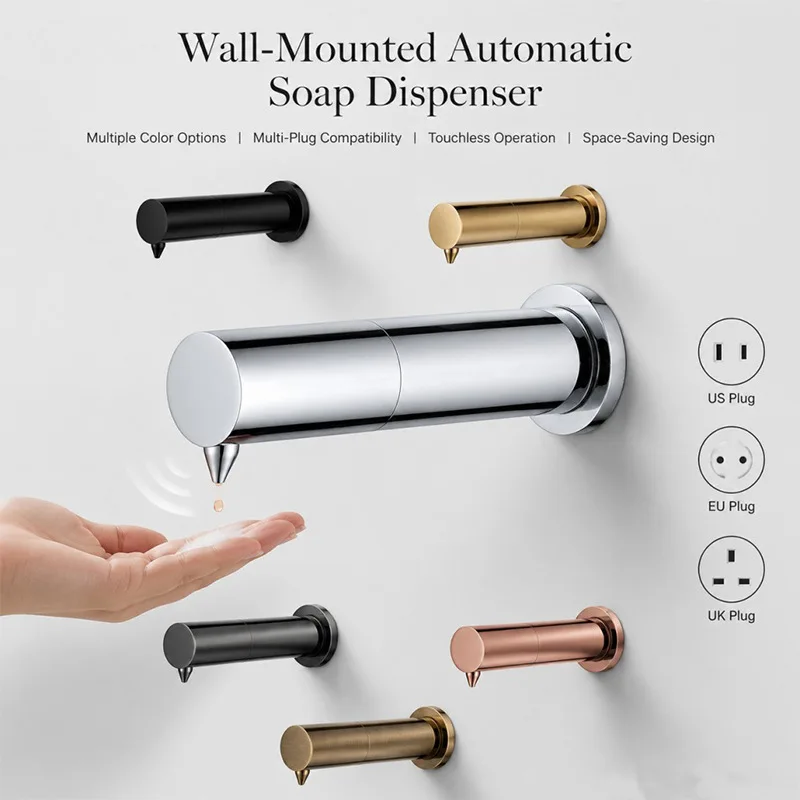 Wall Mounted Automatic Soap Dispenser Brass Chrome Infrared Sensor Touch‑Free Liquid Soap Dispenser Built‑in For Bathroom Hotel