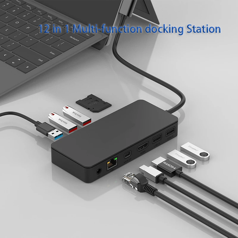 Computer expansion dock 4K usb hub 12 in 1 Multi-function docking Station SD card reading Splitter Adapter Game HUB dock station