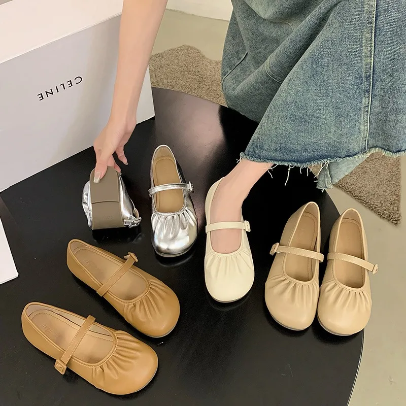 Spring Ballet Flat Shoes Women Comfy Round toe Shoes 2024Women Retro Women Soft-soled Flat Mary Janes Ladies Shoes Zapatos Mujer image 2