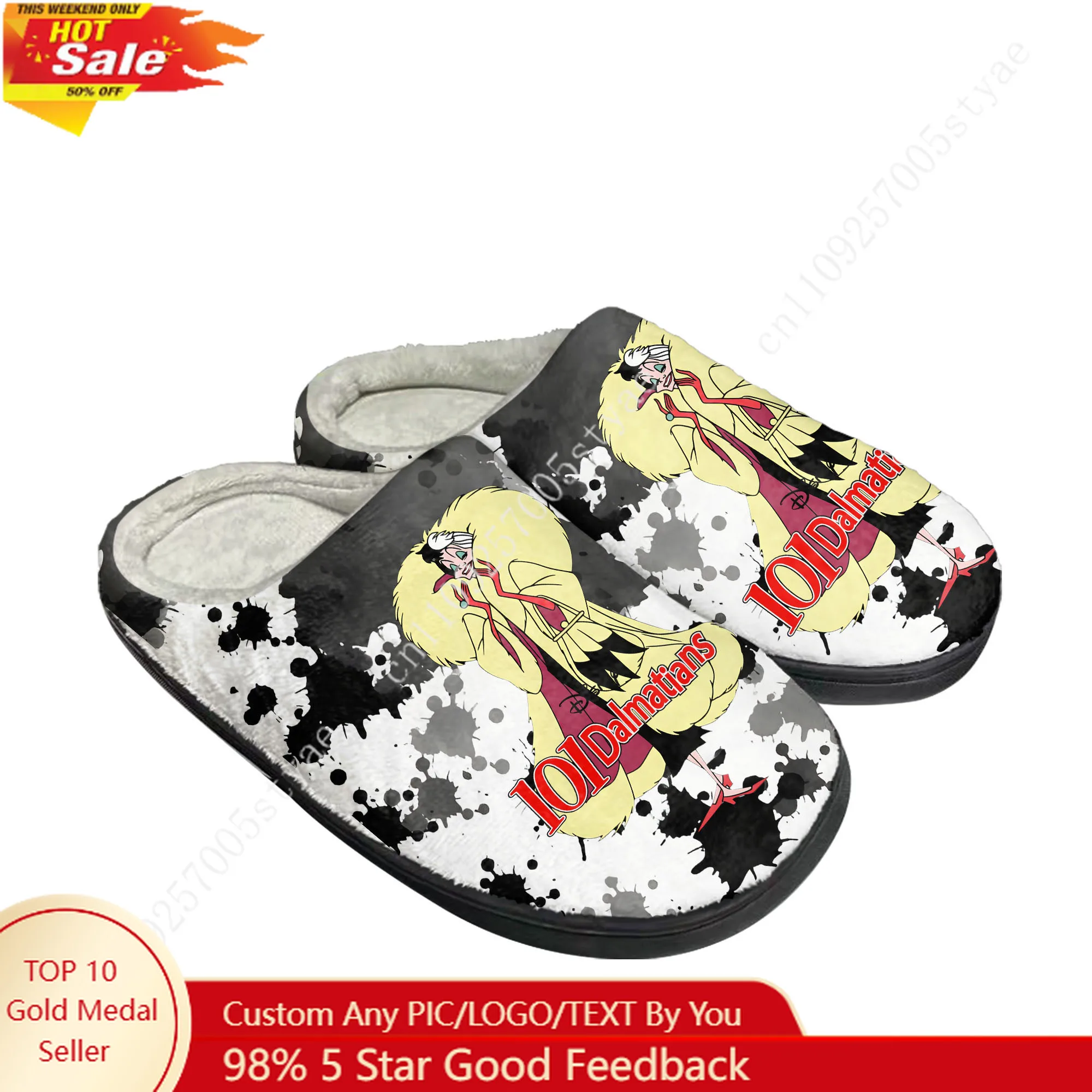 

Cruella de Vil Cotton Slippers Disney Cartoon Decorate Plush Indoor Shoes Design Your Party Holiday Gifts Custom Shoe
