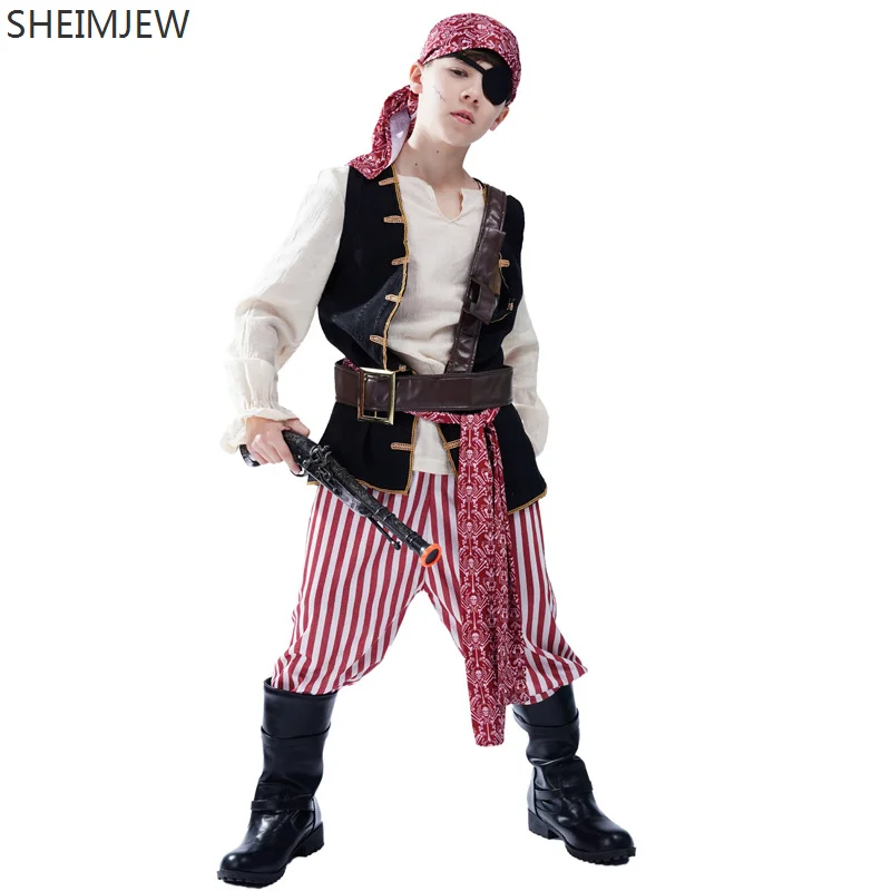 New Halloween Kids Pirate Cosplay Costume Preschool Children Masquerade Costumes Carnival Party Stage Performance Dress Up