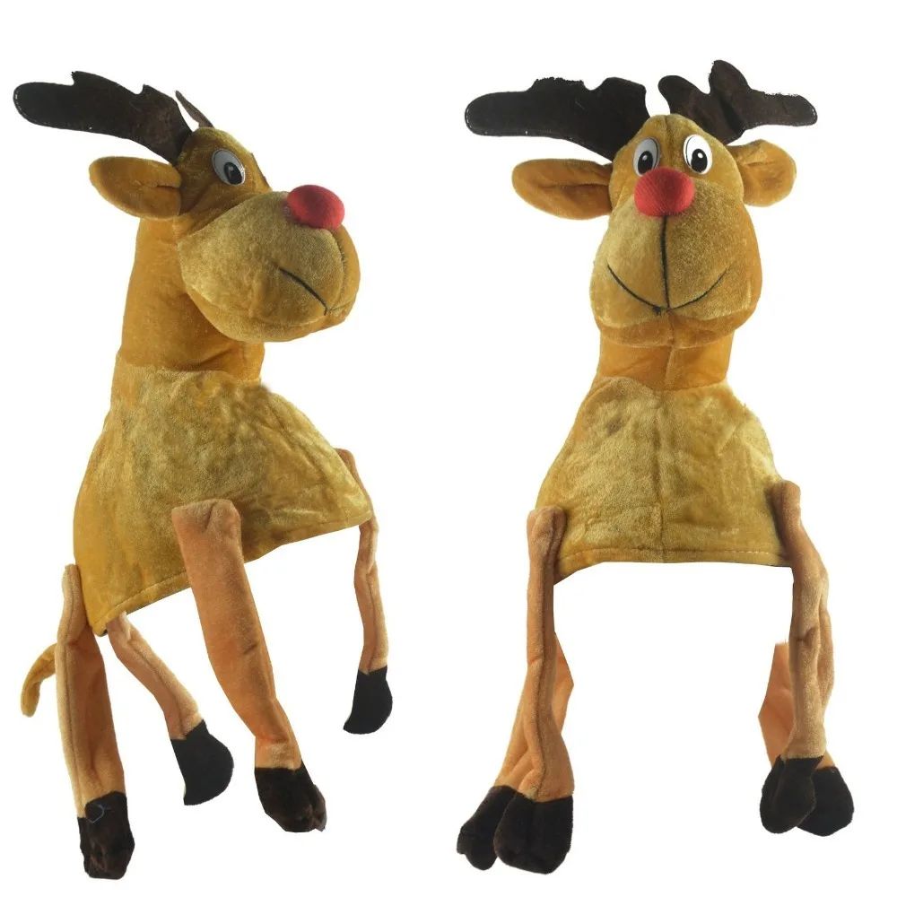 

Creative Cartoon Christmas Santa Hat Ornaments Thick Christmas Deer Cap Noel Dolls Plush Elk Hat Gifts