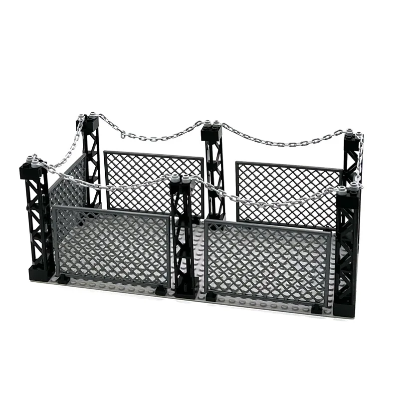 Military Big Iron Mesh Cage Protective Network Barracks MOC Building Blocks Base Fence Assemble Bricks Toys Compatible With LEGO