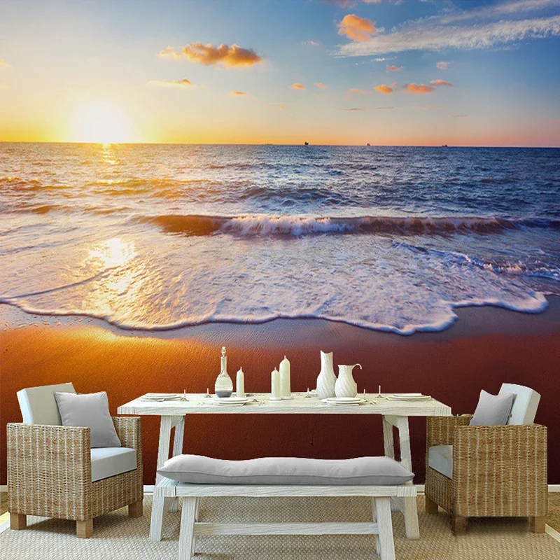 Sunset Sea Beach Landscape 3D Stereo Wallpapers Custom Photo Wall Mural Living Room Bedroom Home Decor Background Wall Covering