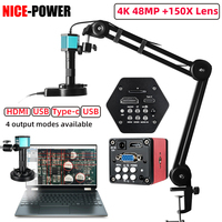 4K 48MP Electronics Digital Microscope Full HD 1080P HDMI USB Video Camera 150X Zoom Lens For Welding PCB Soldering Repair Phone