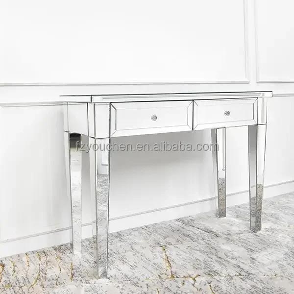 Eco-friendly White Glass 7 Drawer Mirrored Dressing Table