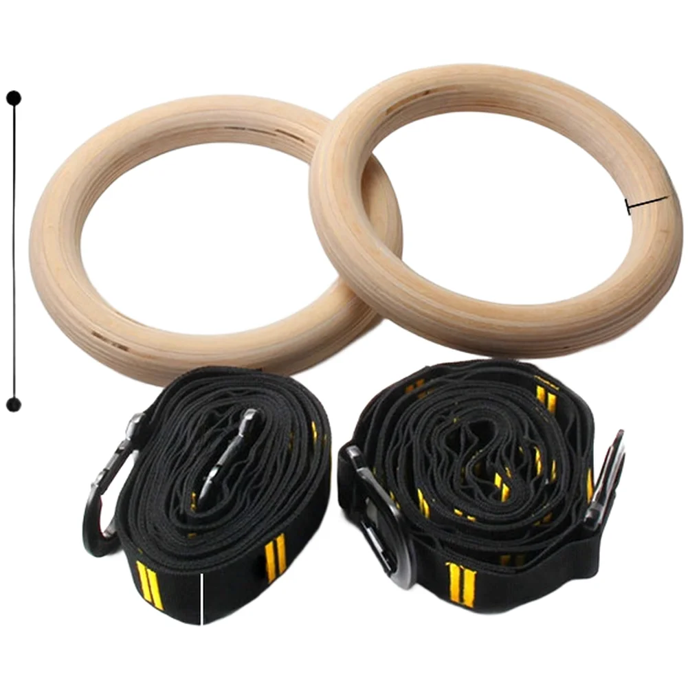 For Gym Black Wooden Gym Rings Upper Limb Strength Core Muscle Strengthening Improves Trunk Stability For Gym Black