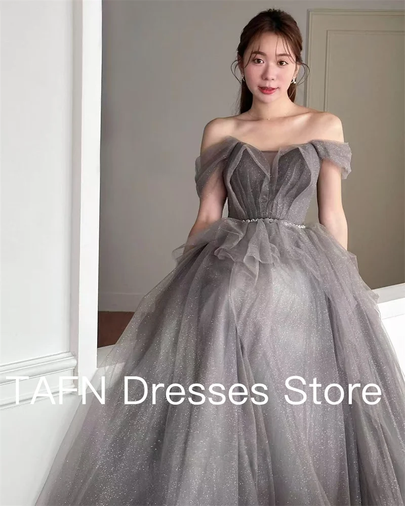 TAFN Fata Tulle Abiti da ballo Corea Servizio fotografico di matrimonio Ruffles Piano Lunghezza Abiti da sera Abito da festa formale Personalizzato