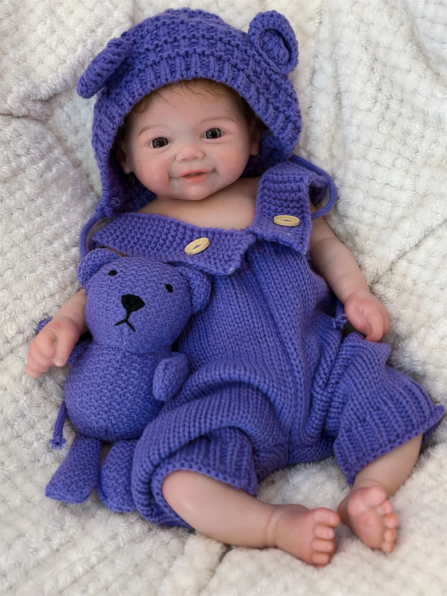 18 インチ缶オープン口素敵なヴィヴィアンシリコーン女の子人形根付き髪手作りソフトタッチ感ベベリボーン人形子供のための