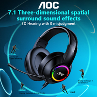 AOC Pro Gaming Headset Immersive Spatial Sound Headphones 7.1 Surround Sound AI Noise-Cancel Mic Earphone for PC PS5 Competition