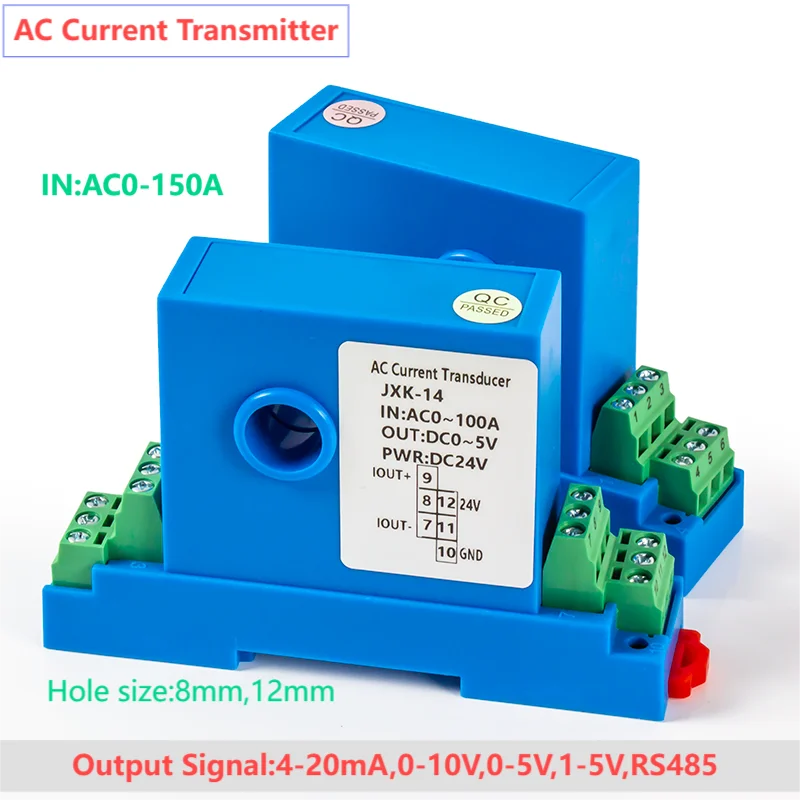 

0-10V AC Current Transmitter AC100A 120A 150A 90A 60A AC Current Transducer 0-10V 0-5V RS485 AC Current Sensor DC24V 12V