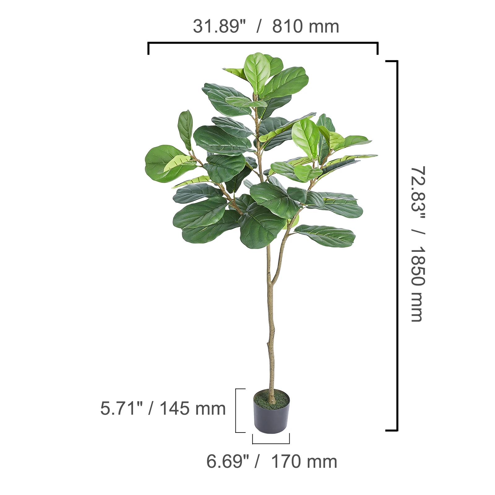 SucceBuy Kunstmatige Olijfboom 4/5/6FT Hoge Faux Plant Veilig PE Materiaal Anti-Tip Kantelbescherming Laag Onderhoud Boom voor Thuis
