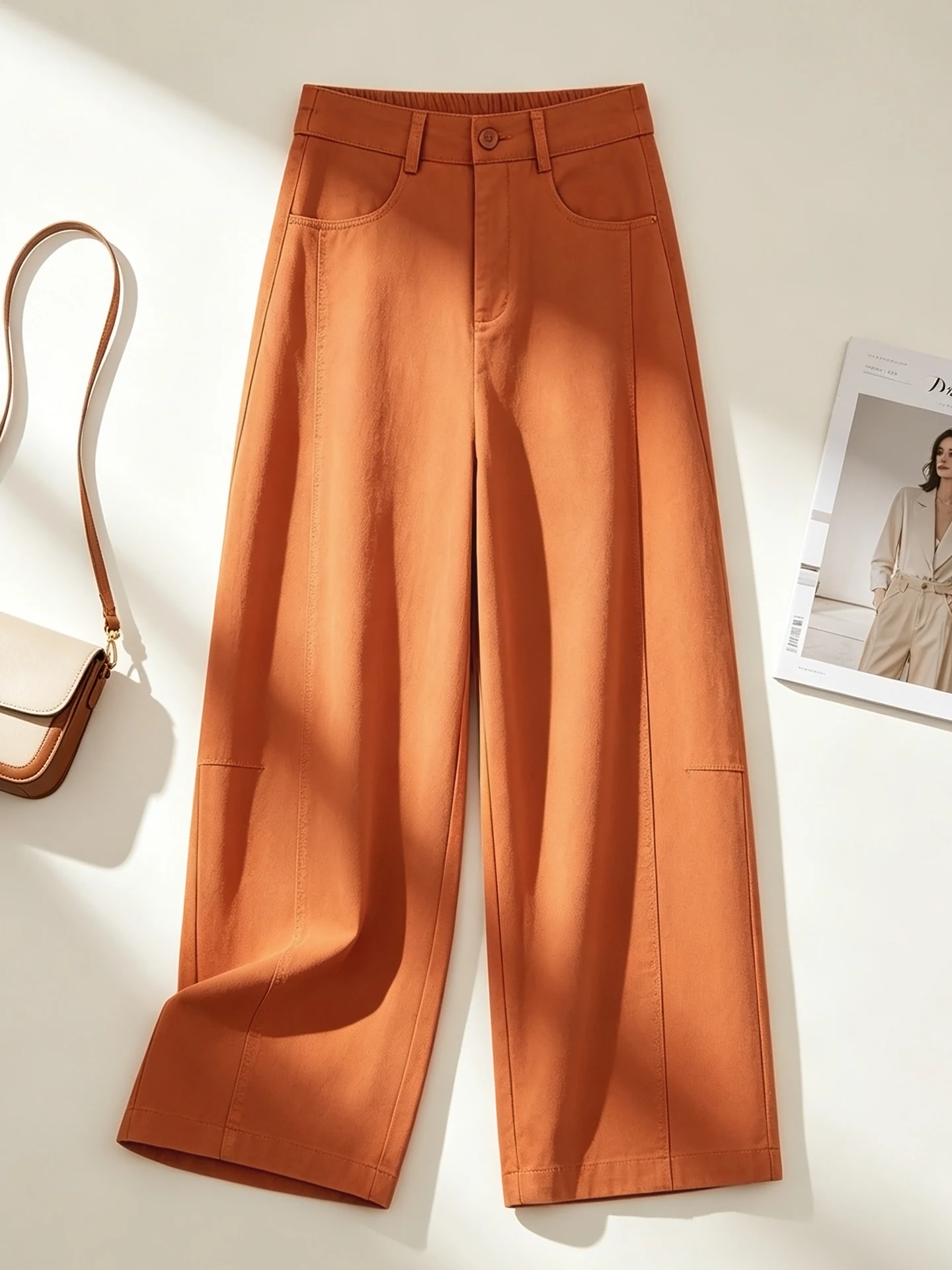 

Casual High Waist Wide Leg Crop Pants Women's Summer Thin New Small Size Loose Slimming Straight Leg Pants