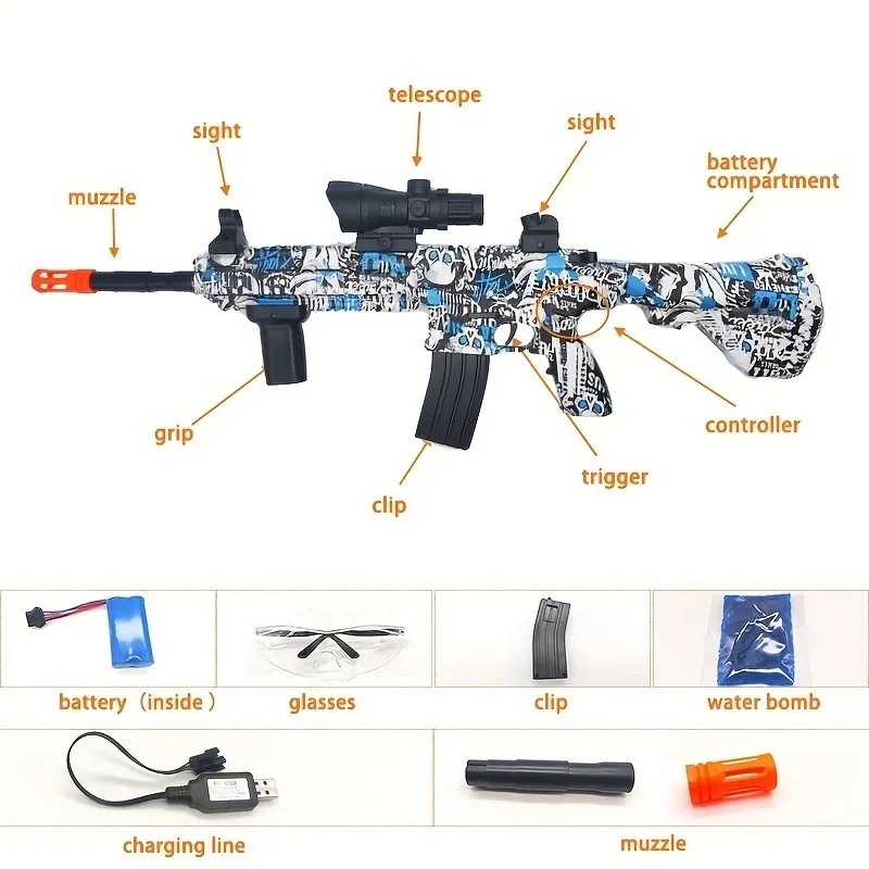 Automatyczny i ręczny kamuflaż M416 pistolet zabawkowy kulka żelowa blaster z gra na zewnątrz lunety