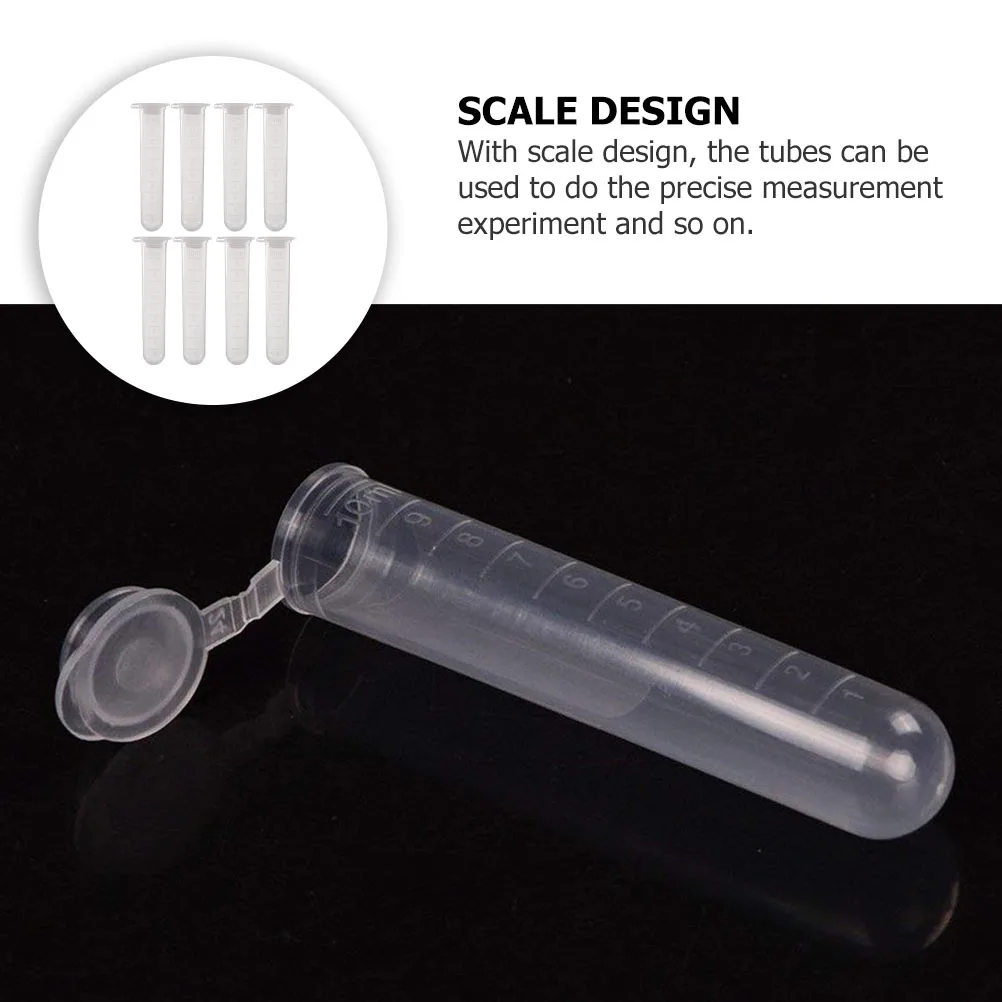 

200pcs Tube Test Tubes Polypropylene PP Plastic Science Lids High Quality Precision