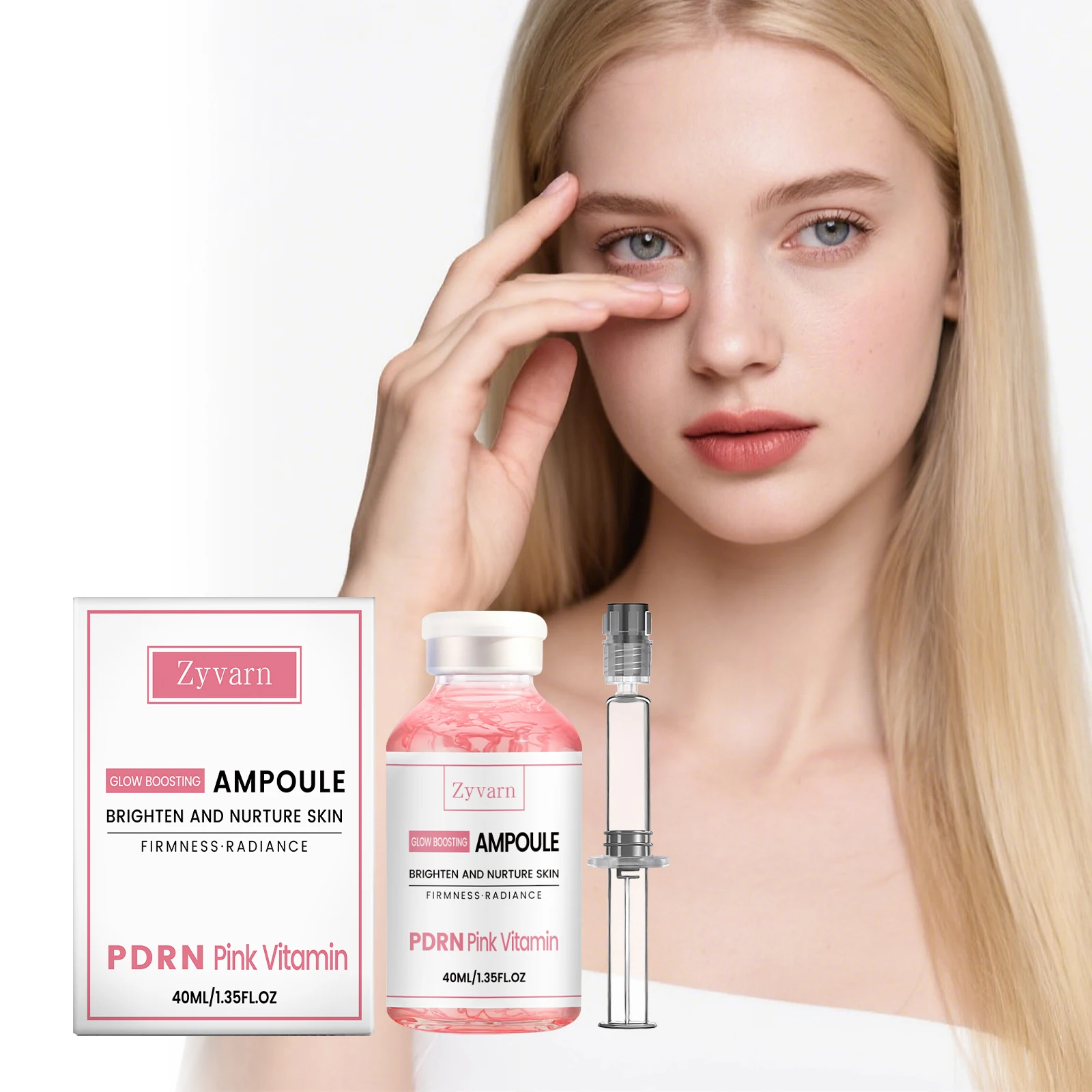 PDRN Pink Vitamin Ampoule Serum Daily Facial Essential Glow Boosting Brightening Hydrating Firming Radiant Skin Care
