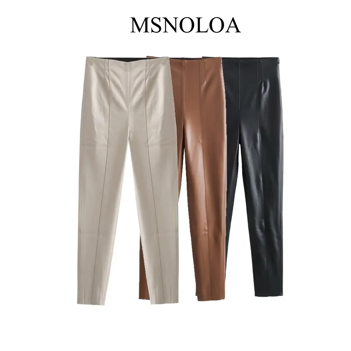 2024 autumn New Product Women's Fashion and Casual Versatile Slim Fit Imitation Leather High Waist Small Feet Leggings