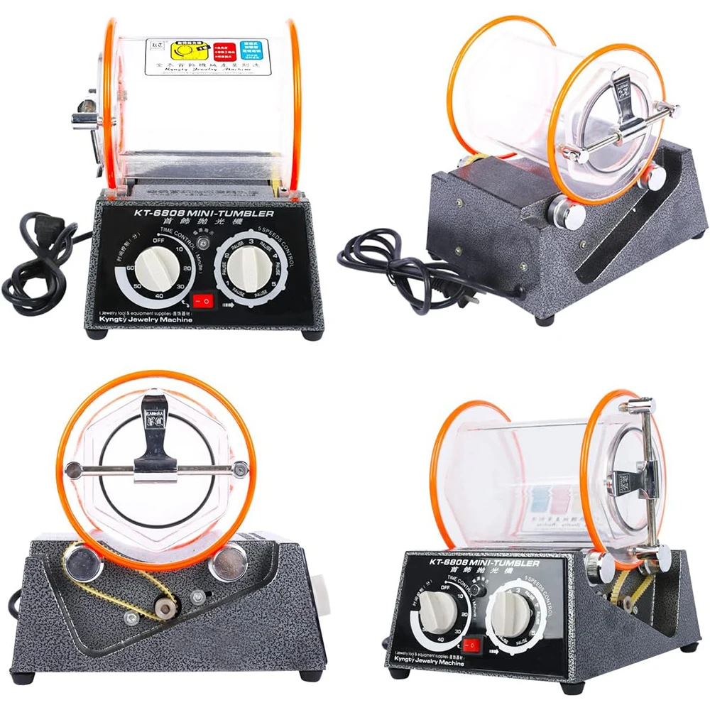 POWERFUL Rotary Tumbler Jewelry Polisher 110V/220V Metal Polishing Machine With Bidirectional Rotation And 5 Speeds & Timer