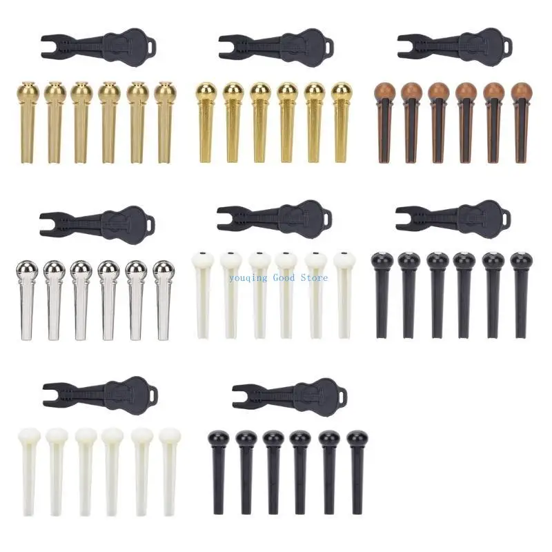 

N58B Acoustic Guitar Bridge Pins Pegs with Puller String Remover Extractor Tool Guitar Accessories Easy to Install