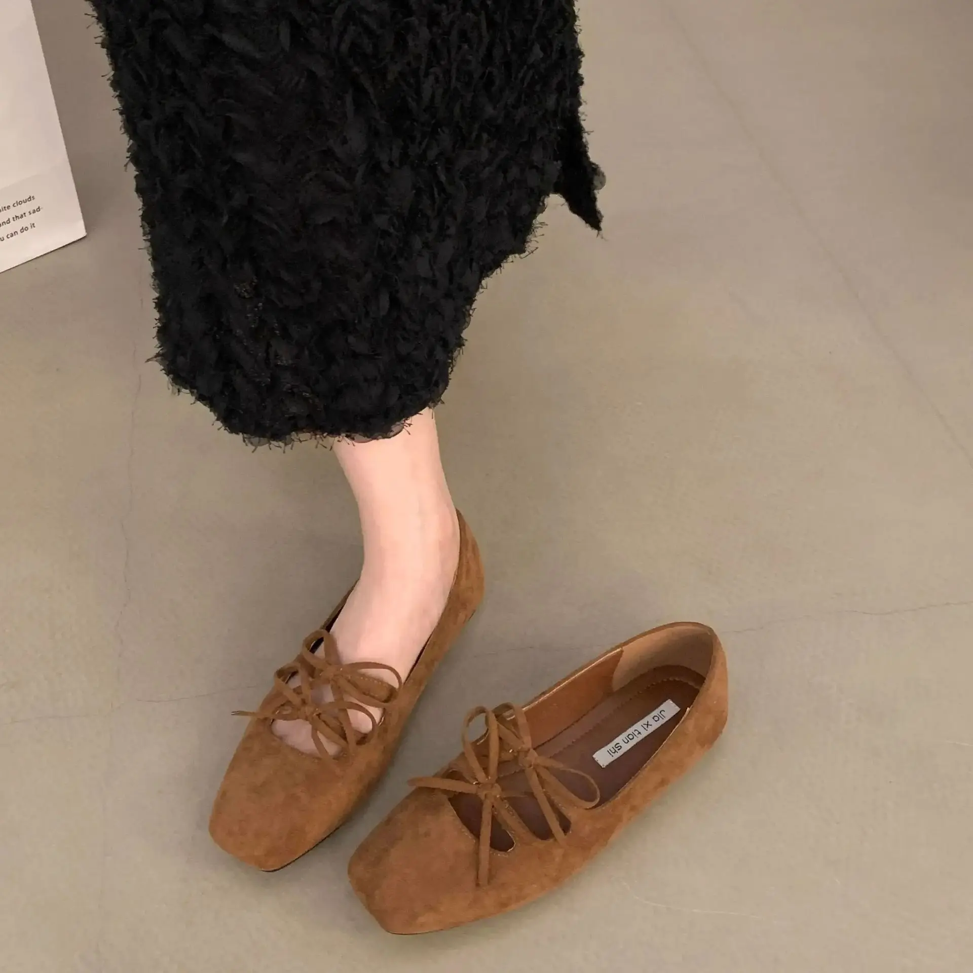 Summer Women's Shoes Fashion Double Bowknot Mary Jane Shoes Zapatos De Mujer Female Retro Square Toe Ballet Flat Shoes 2025 New
