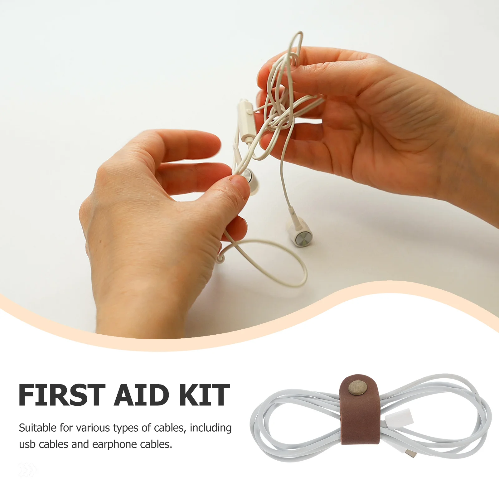 

5Pcs Cord Organizer Cable Wraps Durable Cowhide Strap Portable USB Earphone Wire Cable Management Cord Organizer