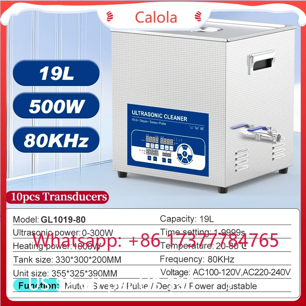 19L 500W Multi-Frequency Ultrasonic Cleaner 40/68/80/120KHz High Performance Versatile Cleaning Machine