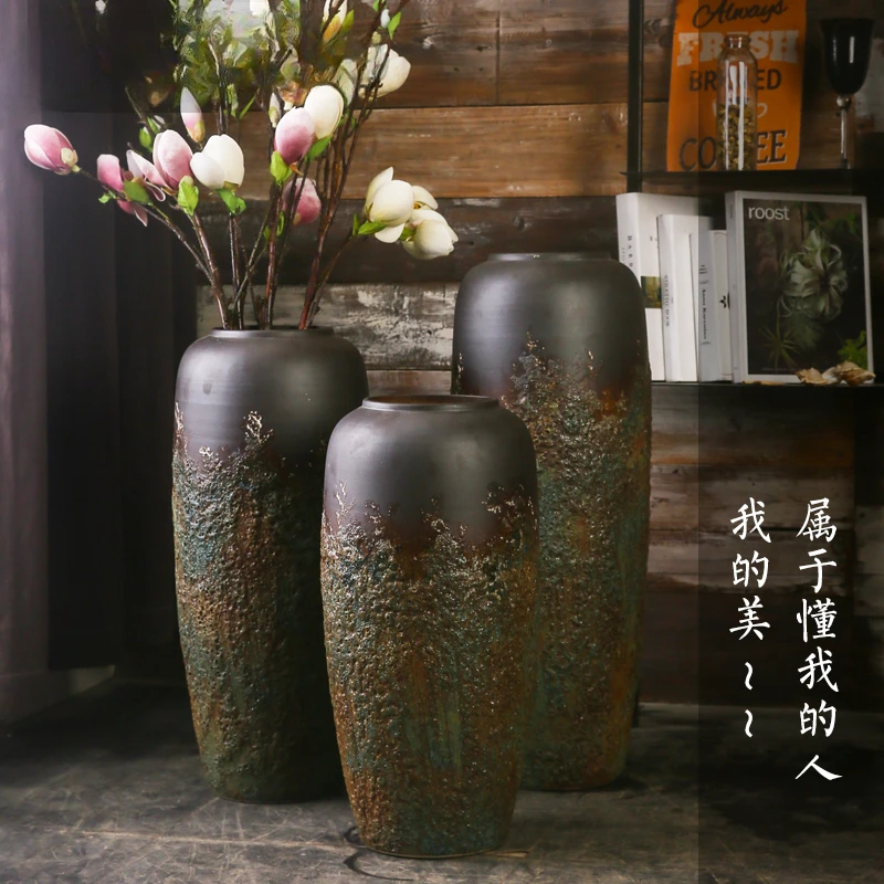 The product can be customized.Large vase ornaments, living room floor, old stoneware flower arrangement vases,