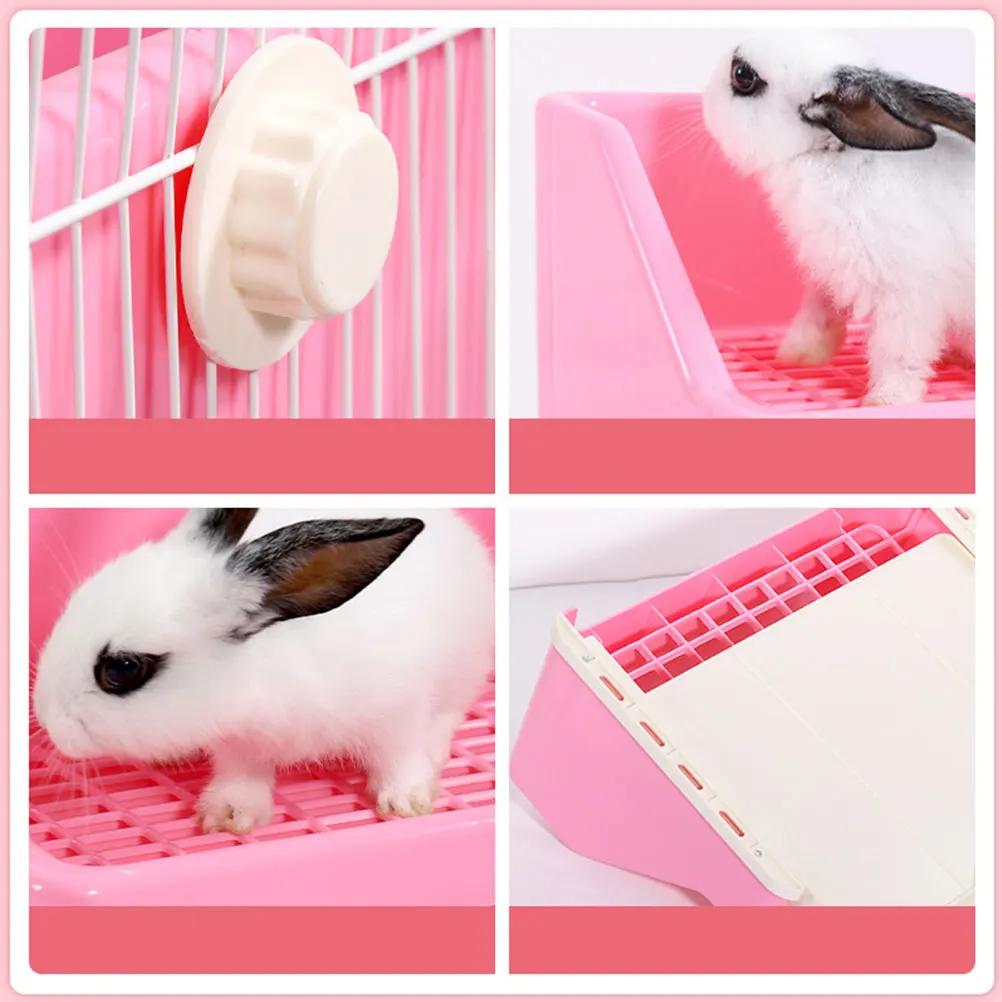 

Drawer Style Pet Toilet for Rabbits Small Animals Pink Durable Leak Proof Bunny Litter Box Guinea Pig Potty Training Pan Pet