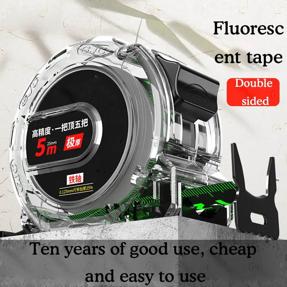 Transparent Fluorescent Tape Measure With Tape Measure  Non Reflective  Thickened  Super Wear-resistant Steel Tape Measure