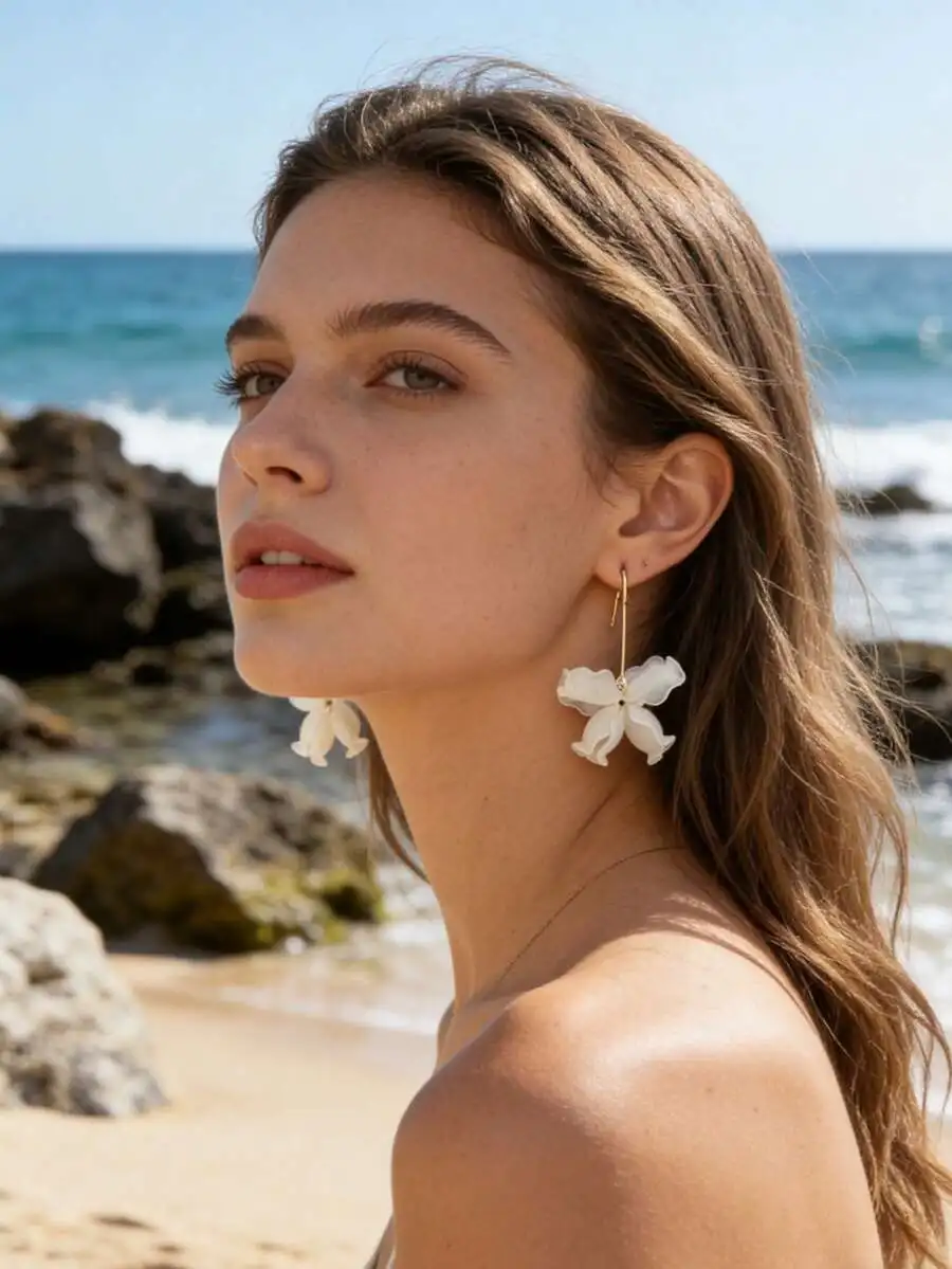 

Acrylic Flower Petal Earrings For Women Daily Wear