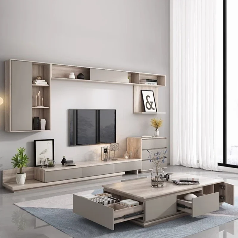 غرفة المعيشة الحديثة بسيطة خزانة التلفزيون الشمال تلسكوبي خزانة أرضية زاوية مستديرة تلفزيون إضاءة أثاث Meuble الفاخرة #3